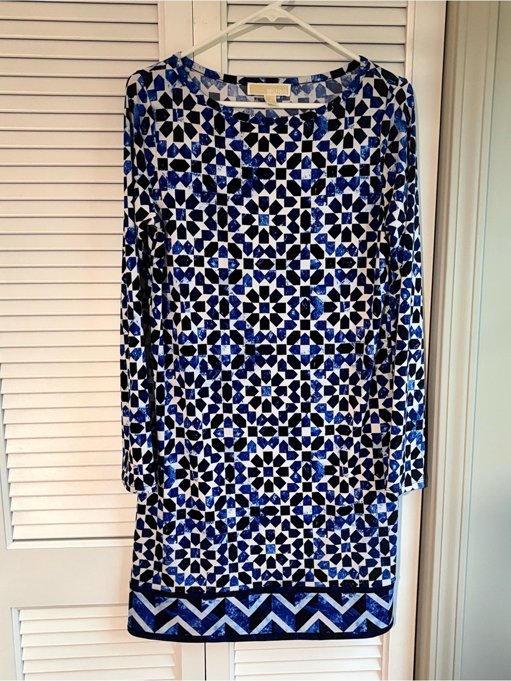 Michael Kors Blue and White Geometric Dress